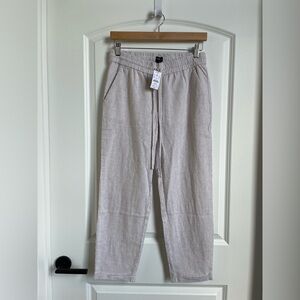 Jcrew Factory Striped Linen Ankle Pants